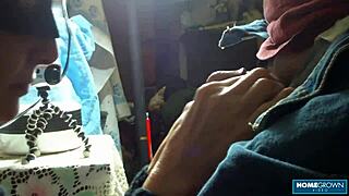 Busty granny deepthroats small cock craving thick cum load