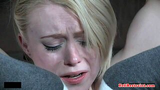 bound sub nipples clamped in rough bdsm