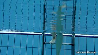 Hey, can you handle Aneta's big tits in purple dress underwater pool dive?