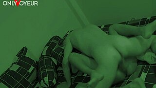 Hey, watch this busty Asian babe take white cock voyeur style