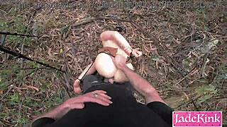 i'm tied to this tree stranger... brutally fuck my pussy in the forest rough!