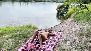 Hot milf hits beach naked sparking intense anal pounding