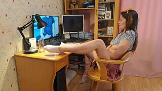 hot brunette, our video chat turned into porn filming?