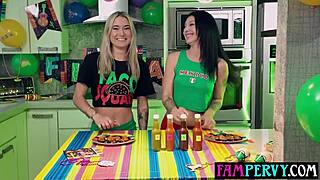 stepsisters' spicy challenge turns into hot threesome fuck