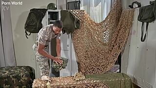 Blonde nympho veve seduces army stud for monster cock interracial pounding frenzy