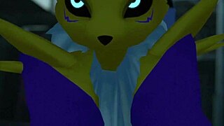 Renamon Takes Wild Outdoor Railing