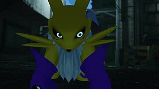 Renamon Takes Wild Outdoor Railing