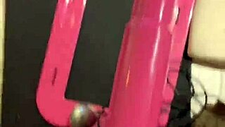 Sex Machine Pounds Teen Cat Girl's Deep Throat Huge Dildo!