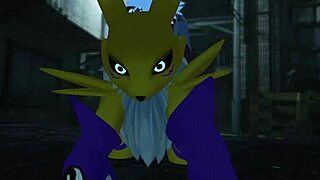 Renamon Takes Wild Outdoor Railing