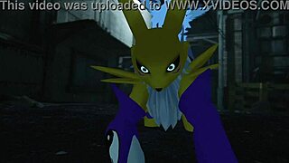 Renamon Takes Wild Outdoor Railing