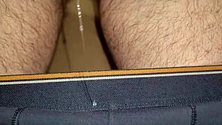 i stroke my cock watching shimmering precum explode