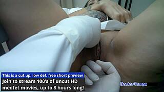 Dr Tampa gives Stefania Mafra tanned nurse physical with pussy spread