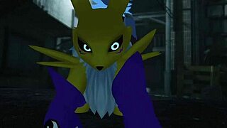 Renamon Takes Wild Outdoor Railing