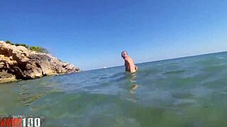 Blonde milf's beach threesome fills ass and pussy!