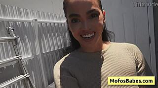 wanna see sexy brunette angelina moon slurp logan xander's cock then ride juicy pussy