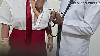 doctor examines student patient in hospital room