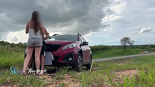 Intense Public Fuck Amid Watching Cars