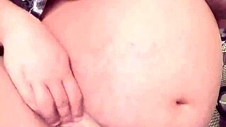 pregnant maid alone fingers hairy pussy and flashes massive boobs