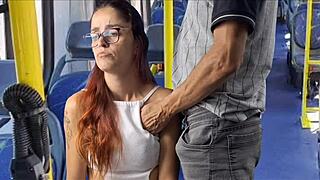 hey feel this skinny redhead ass get groped hard on public bus skirt up flashing