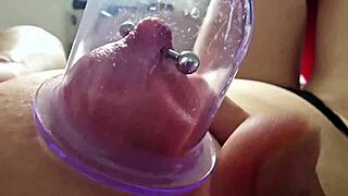 Pov closeup pumping my pierced puffy nipples hard outdoors