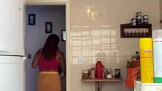 husband catches me flashing pussy while bikini balcony wash
