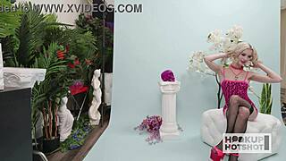 emma rosie teases thick cock with her tiny spinner body backstage