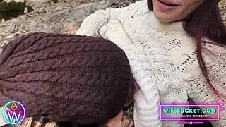 Crafty Cute Lesbian Licks Girlfriend's Pussy During Forest Muff Diving Adventure
