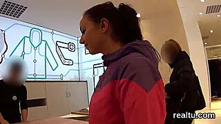 Czech nympho teen drilled hard after supermarket striptease pov