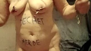 esclave f's intense uro dildo bondage session