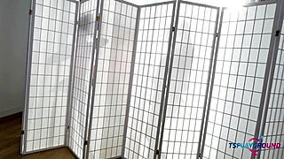 Two shemale belly dancers go anal with toys in crossdressing cowgirling frenzy