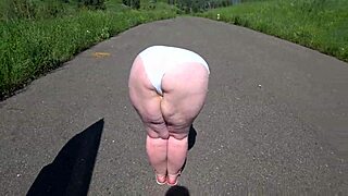 Strap-On Girlfriend Pounds Fat Booty Milf Outdoors Near Car