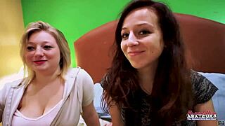 blonde cutie and petite redhead katie walls share throbbing cock eagerly