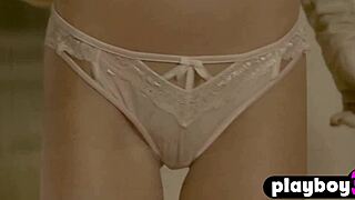 petite blonde strips naked revealing sexy milf curves!