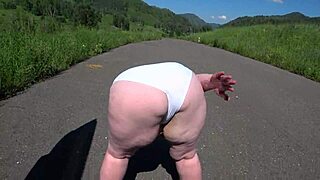 Strap-On Girlfriend Pounds Fat Booty Milf Outdoors Near Car