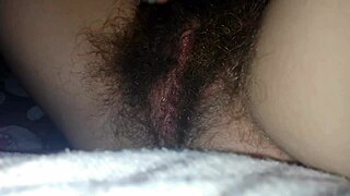 quick bed masturbation hairy pussy close up big clit vibrator orgasm cumming wet