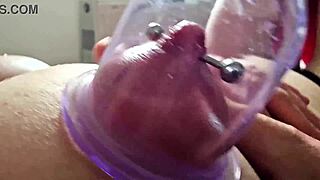 Pov closeup pumping my pierced puffy nipples hard outdoors