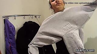 Czech nympho teen drilled hard after supermarket striptease pov