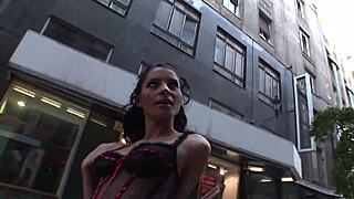 simone peach flashes big cock in public budapest streets