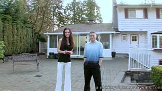 Angelina aces begs for skinny cock doggystyle ride