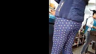 Voyeur spies juicy ass during sneaky quesadilla kitchen tease