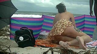 Caribbean beach wife flashes hairy pussy for black cock cuckold voyeur