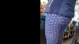 Voyeur spies juicy ass during sneaky quesadilla kitchen tease
