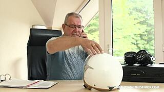 Old Boss Exploits Horny Teen Secretary Desk Deepthroat