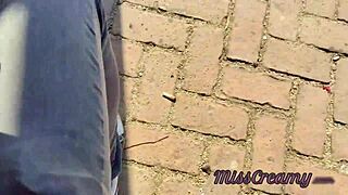 Teacher jerks student cock park public handjob misscreamy