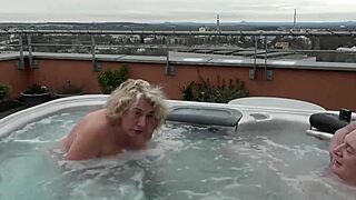 Public hot tub outdoor fucking big tits milf dripping