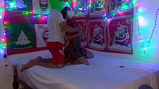 Stepmom's sexy Christmas outfits lead to excited fuck
