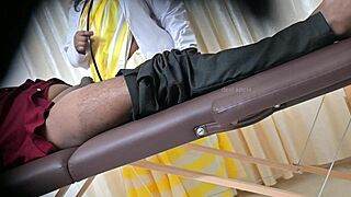 lucky patient enjoys doctors skilled handjob
