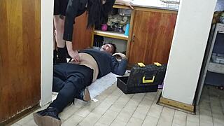 pretty tattooed boss ladies talk dirty while young studs bend them over for intense pussy pounding.