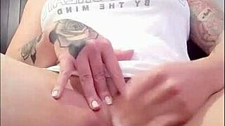 Redhead Rubs Massive Clit to Gushing Orgasm!