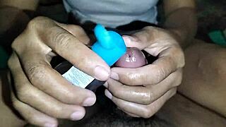 My Asian friend girlfriend strokes my cock so skillfully in this steamy homemade handjob cumshot session
